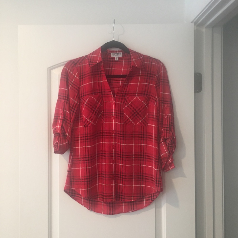 Express red plaid portofino shirt.